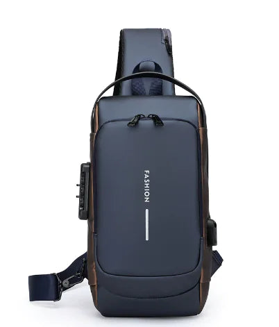 Men's chest bag security anti-theft password lock shoulder messenger bag(private listing)