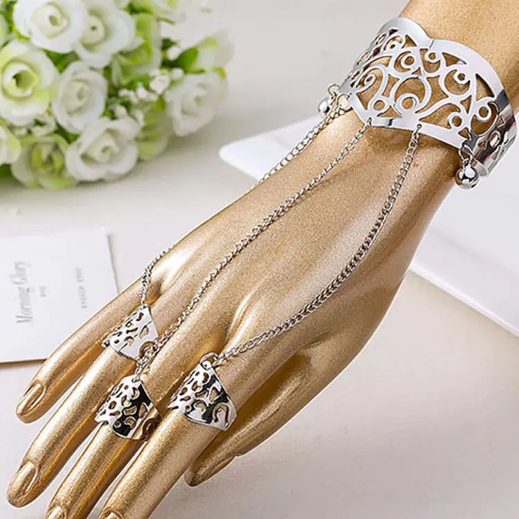 Women's Fashion Plated Bracelet and Ring Set