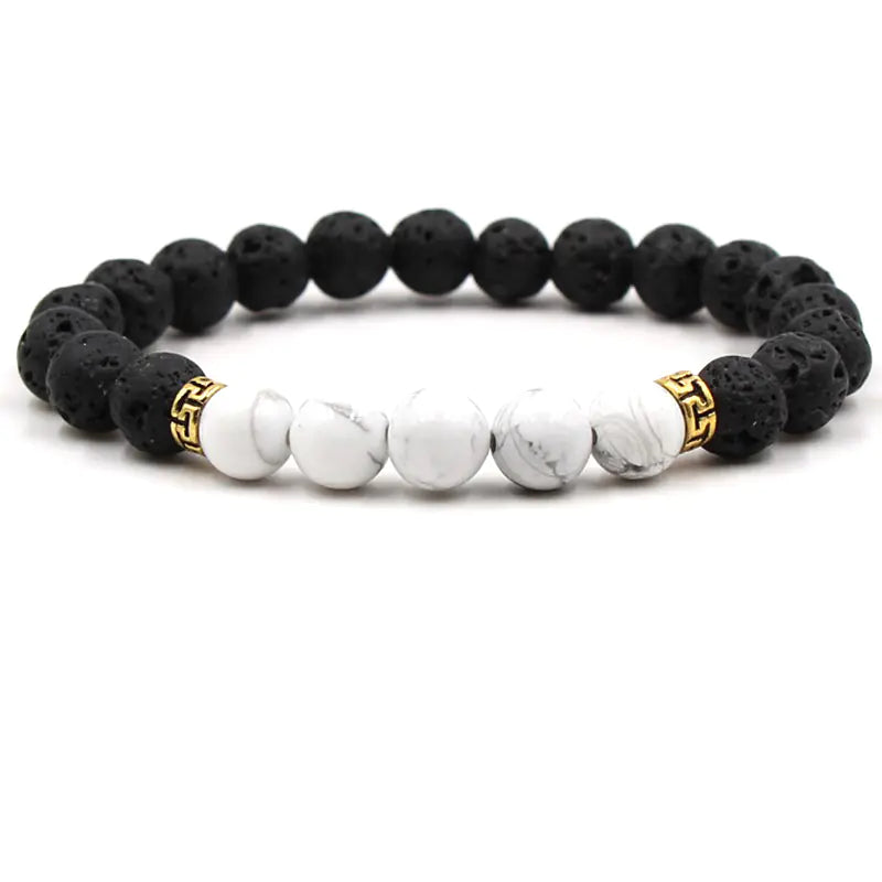 Five Gemstone Chakra Yoga Bracelet with Volcanic Stone