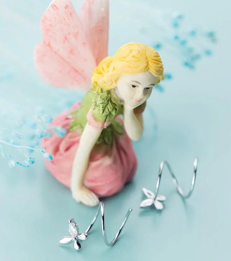 Silver Ear Cuffs and Butterfly Stud Earrings