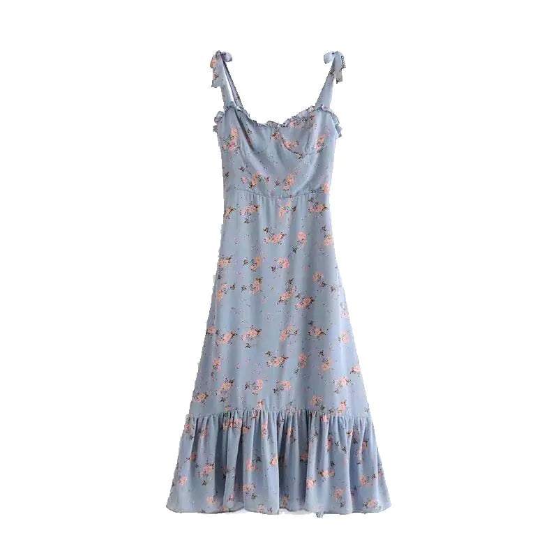 Vintage Floral Chiffon Slip Dress