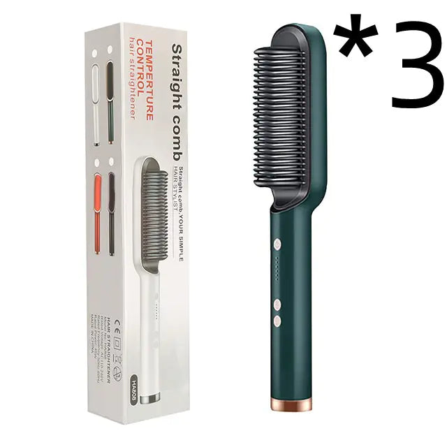 2-in-1 Electric Hair Straightener & Curling Brush