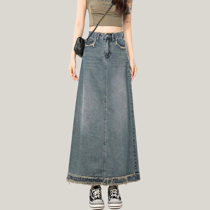 Mid-Length Retro A-Line Skirt for Women