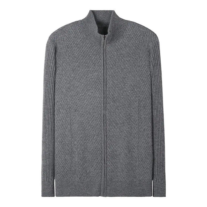 Autumn Winter Men's Wool Zip Cardigan Sweater