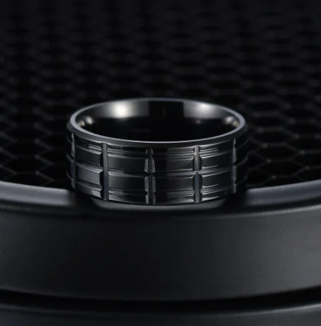 Men's Black Stainless Steel Plated Ring