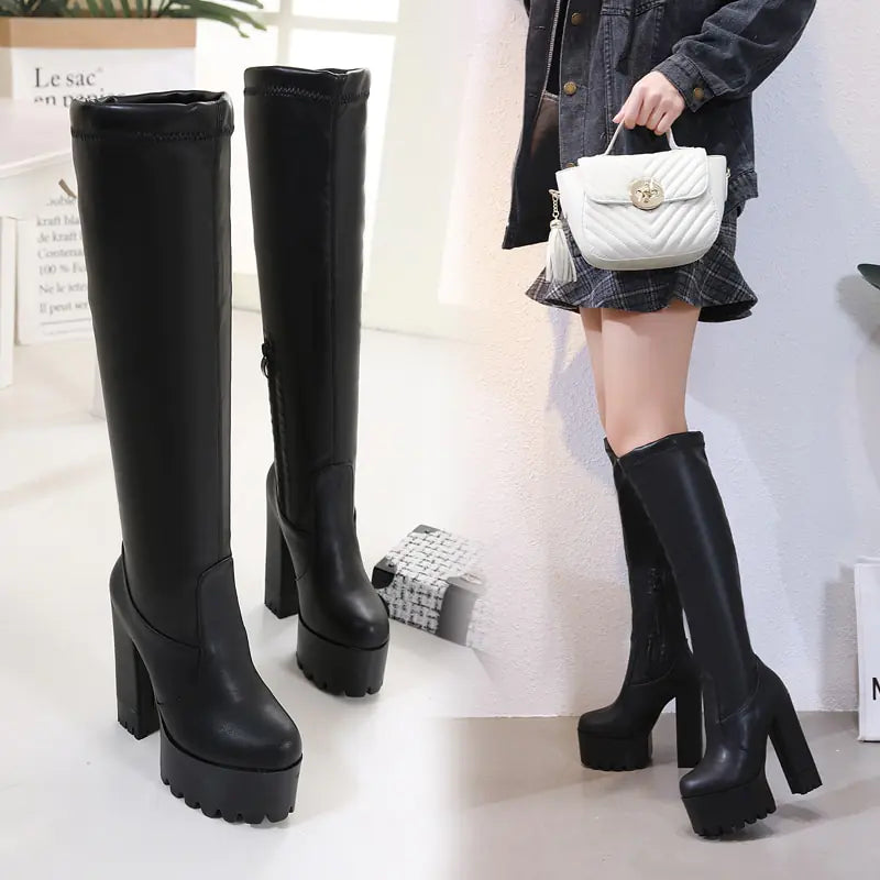 Knee-High Women's Boots, New Autumn/Winter Stretch Heels
