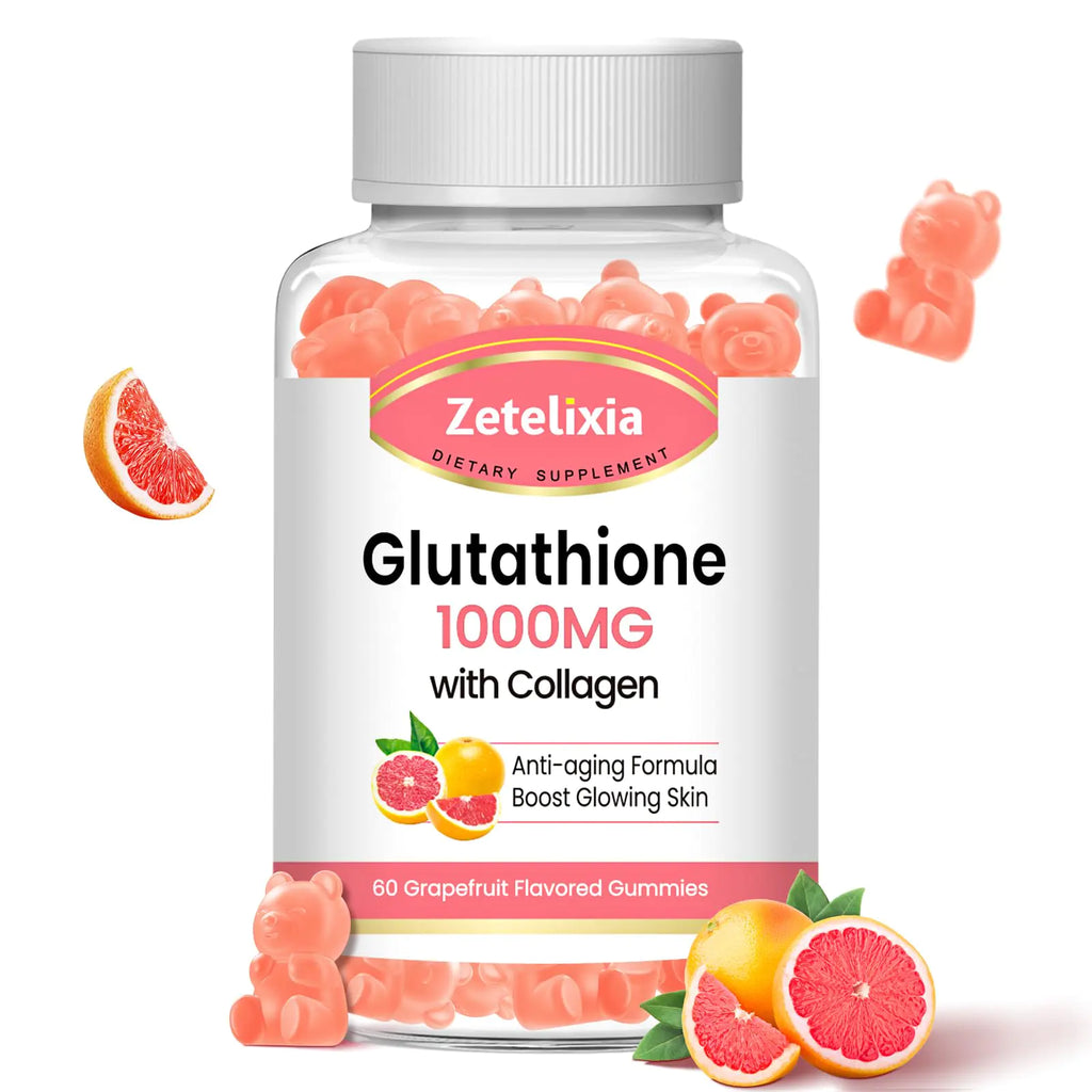 Glutathione Collagen Gummies Collagen Gummies with Vitamin C Glutathione Supplement for Women Hair Skin Nails Muscle & Joint Anti-Aging Vegan Sugar Free Grape Fruit Flavor 60 Count