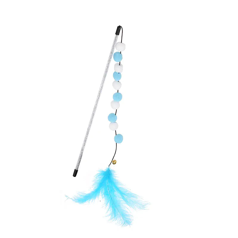 Factory Direct Cat Teaser Wand with Pom Poms