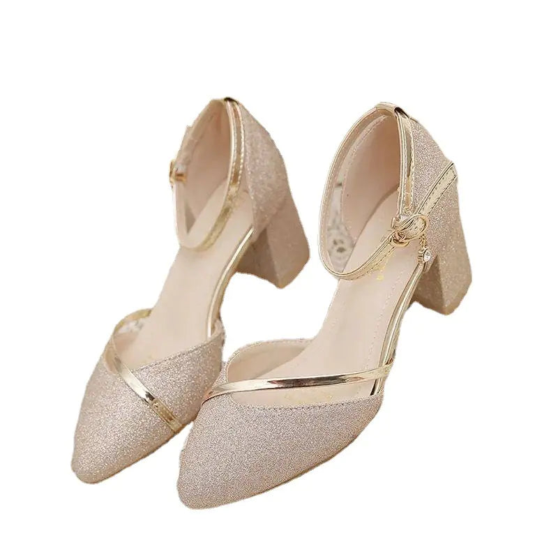 Glamorous Mid-Heel Shoes -  Women's Sandals (One Pair)