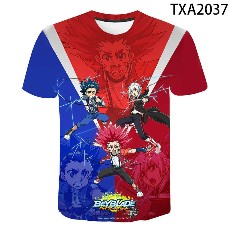 Beyblade Burst 3D Print Round Neck T-Shirt