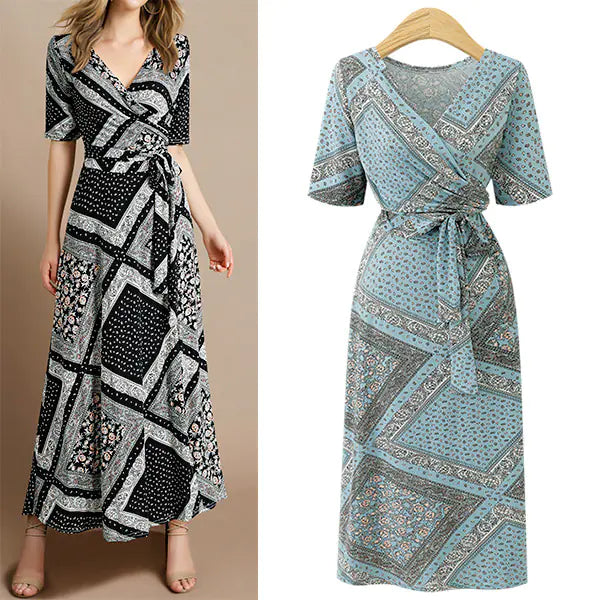 European New Plus Size Floral Maxi Dress