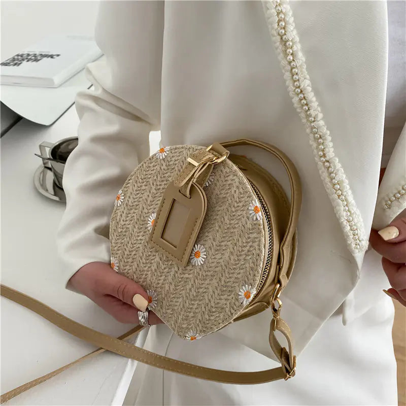Women's Straw Lace Round Bag - All Match Shoulder Messenger