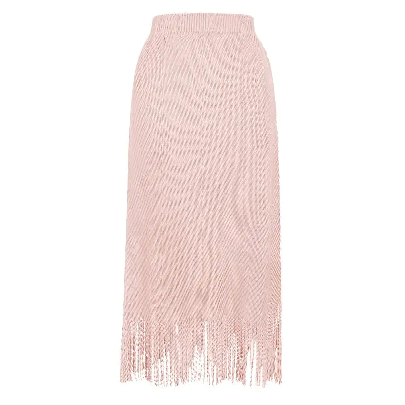 Summer High Waist Solid Color Tassel Skirt