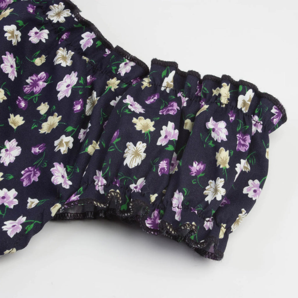 Sweet Ruffle Off-Shoulder Printed Slim Fit T-Shirt