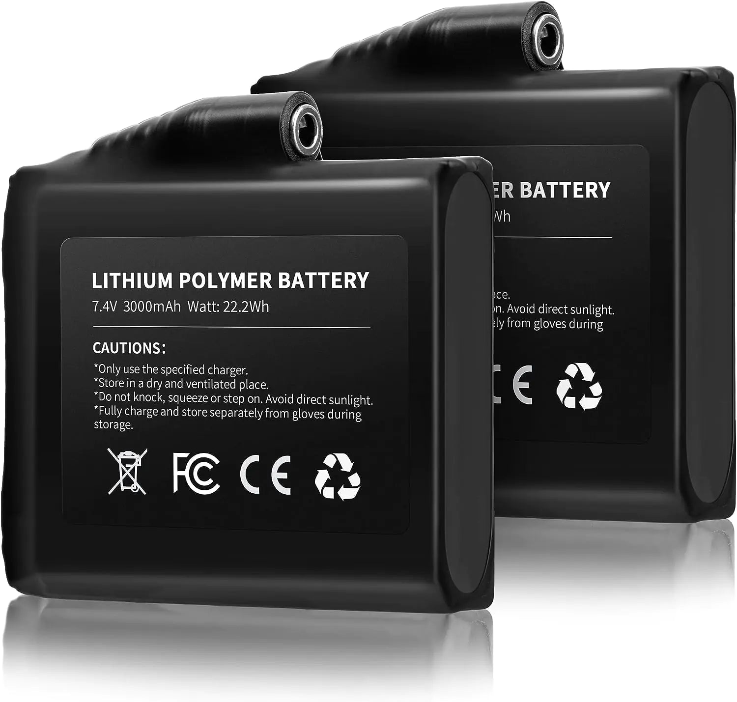 7.4V 3000MAH Rechargeable Li-ion Batteries for Heated Gloves (2pcs Included)