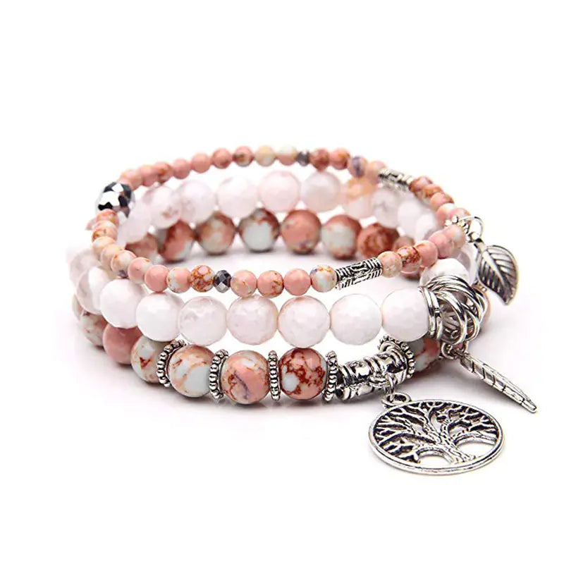 Agate Bracelet with Multi-Layer Tree of Life Design