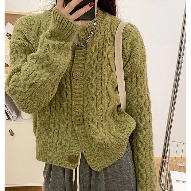 LLANO Loose Chic Cable Knit Cardigan for Women