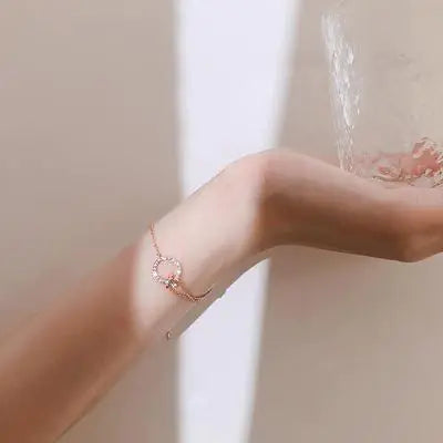 925 Silver Dainty Double Layer Circle Bracelet for Women