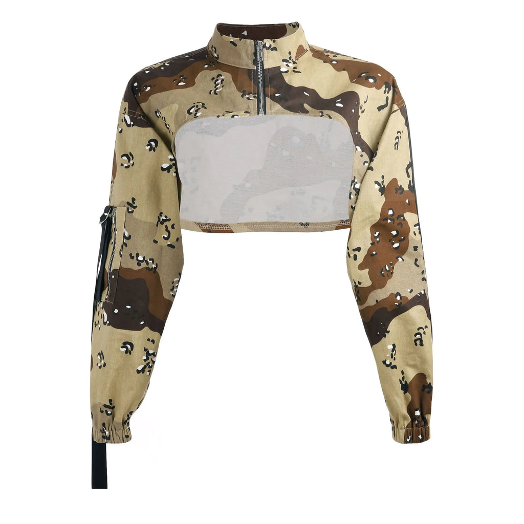 Sexy Camouflage Zip-Up Jacket in Pure Cotton