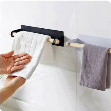 Wall-Mounted Towel Rack with Adhesive Hooks