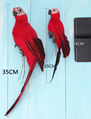 Feathered Parrot Figurine - Realistic Bird Decor