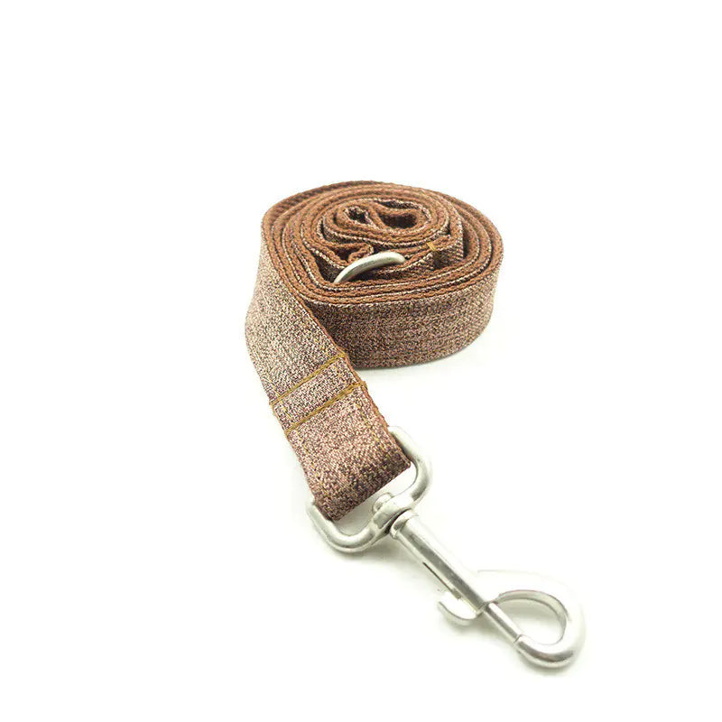 Brown Checkered Pet Leash and Collar Set