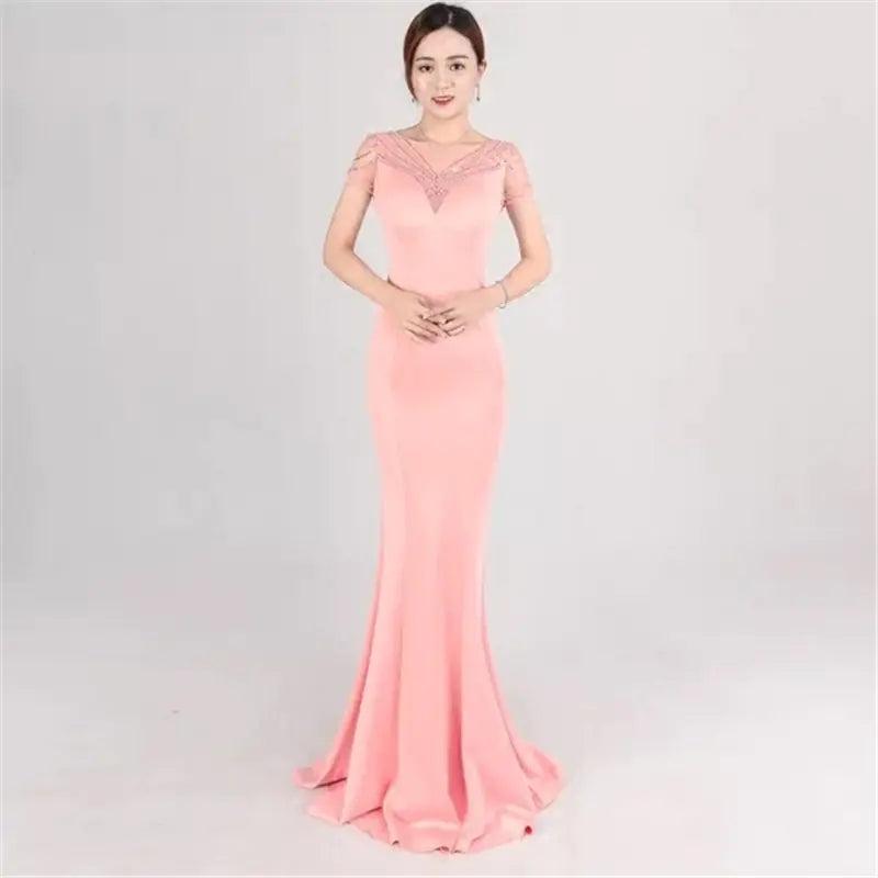 Elegant Deep V Backless Mermaid Evening Dress for Women