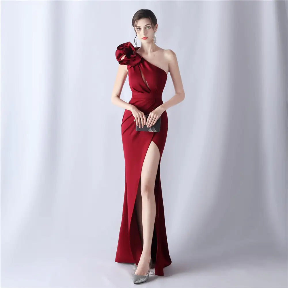 Craft Flower Evening Dress for Wedding Banquet Ladies