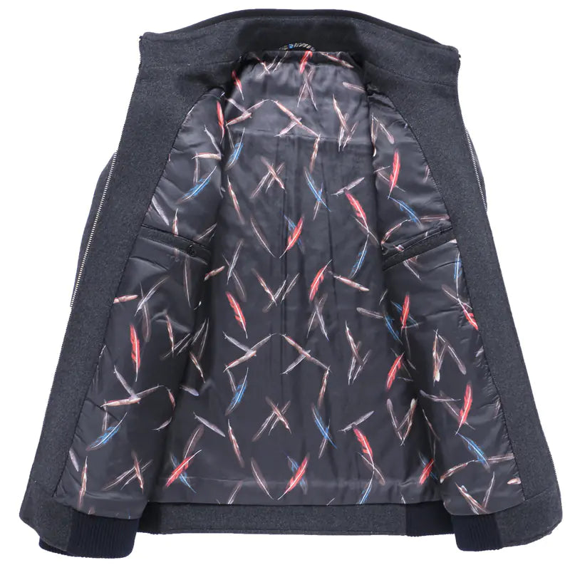 Men's Thick Slim Fit Jacket with Stand Collar