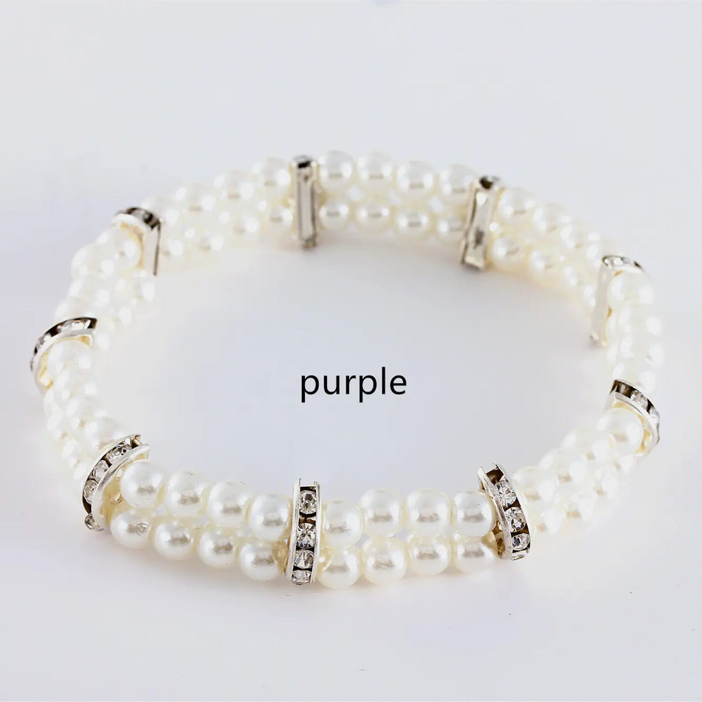 Two Row Pearl Necklace for Pets with Elastic Design