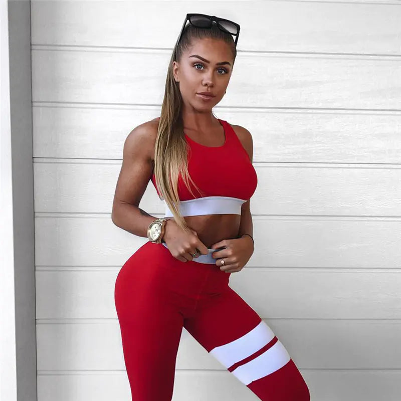 Striped Color-Block Yoga Outfit - Fitness Set