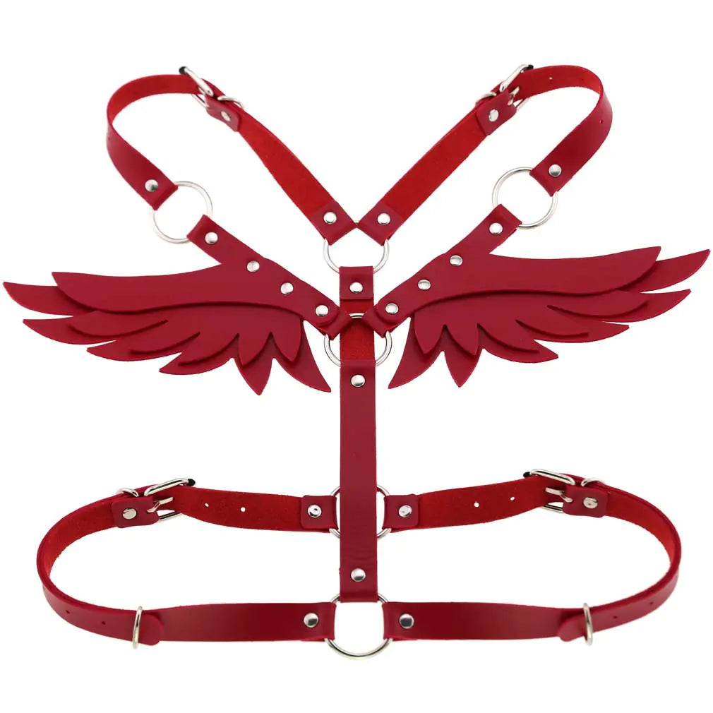 Women's Leather Angel Wings Harness Set