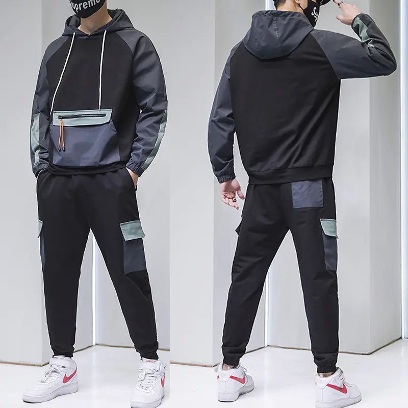 Men's Spring Fashion Hoodie Two-Piece Sports Set