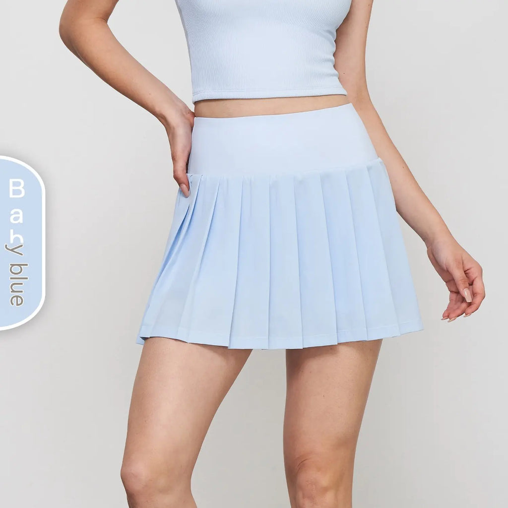 Pleated Anti-Exposure One-Piece Fitness Running Skirt