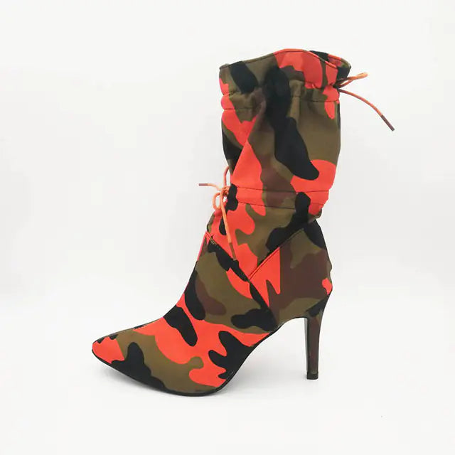 Stiletto Pointed Toe Mid Tube High Heel Boots