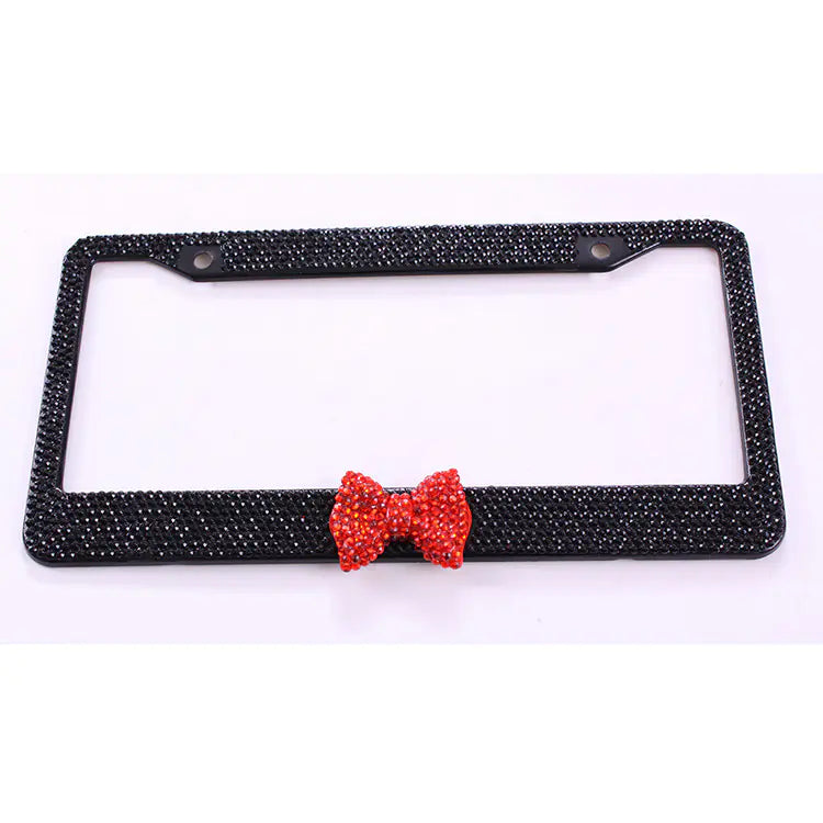 Rhinestone Bow Car License Plate Frame with Acrylic