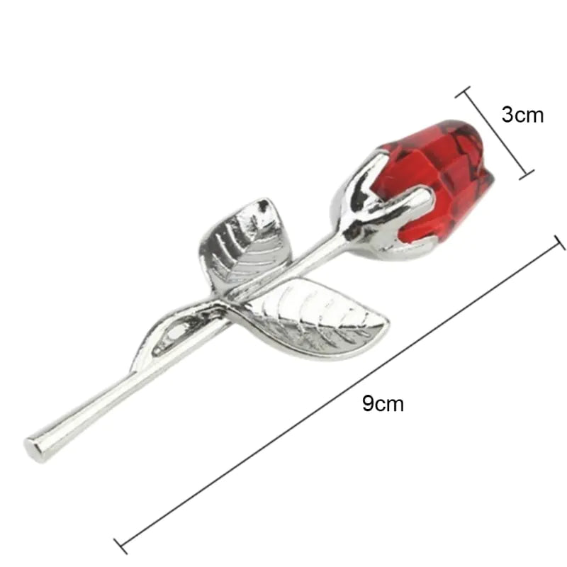 Crystal Rose Pendant with Metal Design