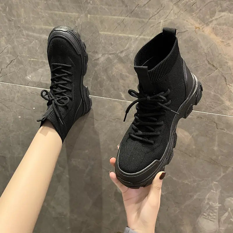 British Style Women's Knitted Elastic Short Boots