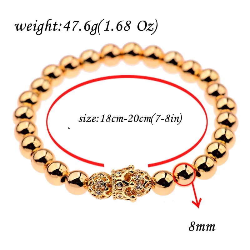 Luxury Gold Zircon Crown Circle Bracelet for Men