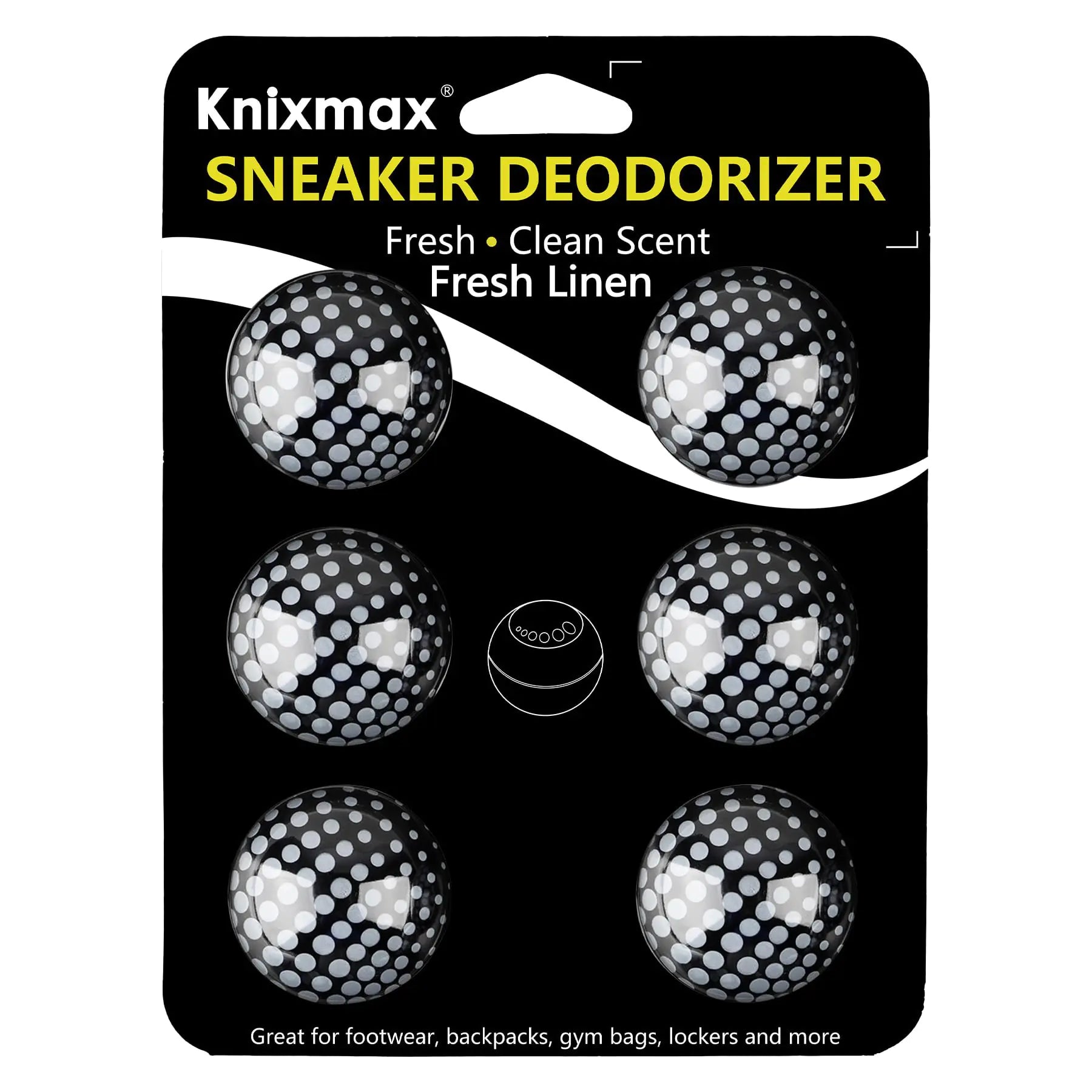 Sneaker Deodorizer Shoe Freshener Balls Gym Bags Lockers Car Air Fresheners Boot Deodorant Balls Odor Eater Shoe Deodorizers 6 Packs Fresh Linen Black White