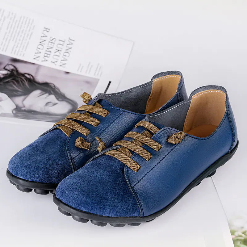 Genuine Leather Women's Lace-Up Flats and Loafers