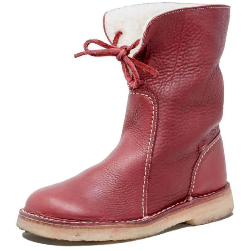 Laced Round Toe Plush Winter Snow Boots (Plus Size)