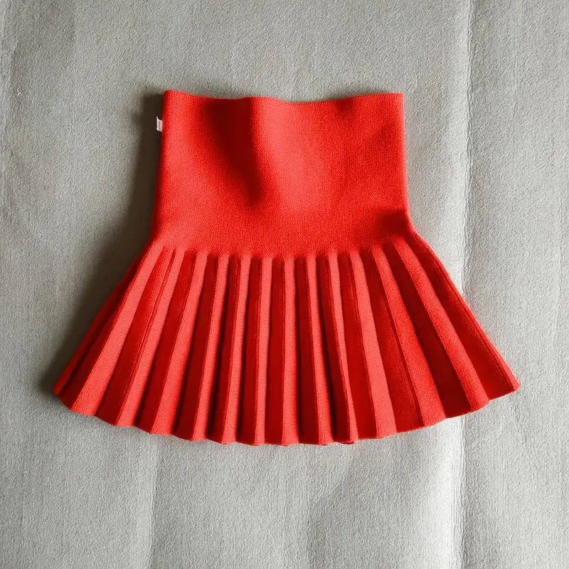 High Waist Pleated Knitted Skirt for Girls in Autumn
