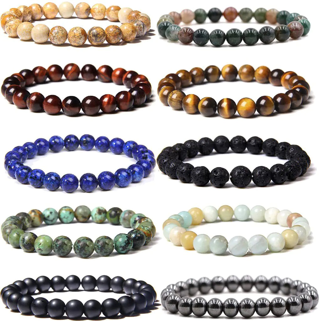 8mm Tigereye Iron Ore Yoga Stretch Bracelet for All