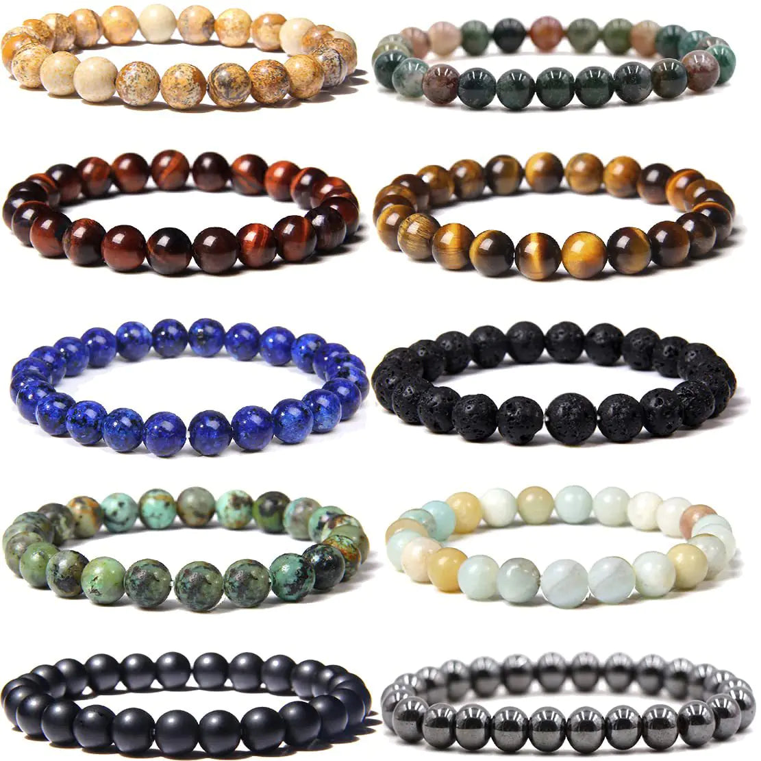 8mm Tigereye Iron Ore Yoga Stretch Bracelet for All