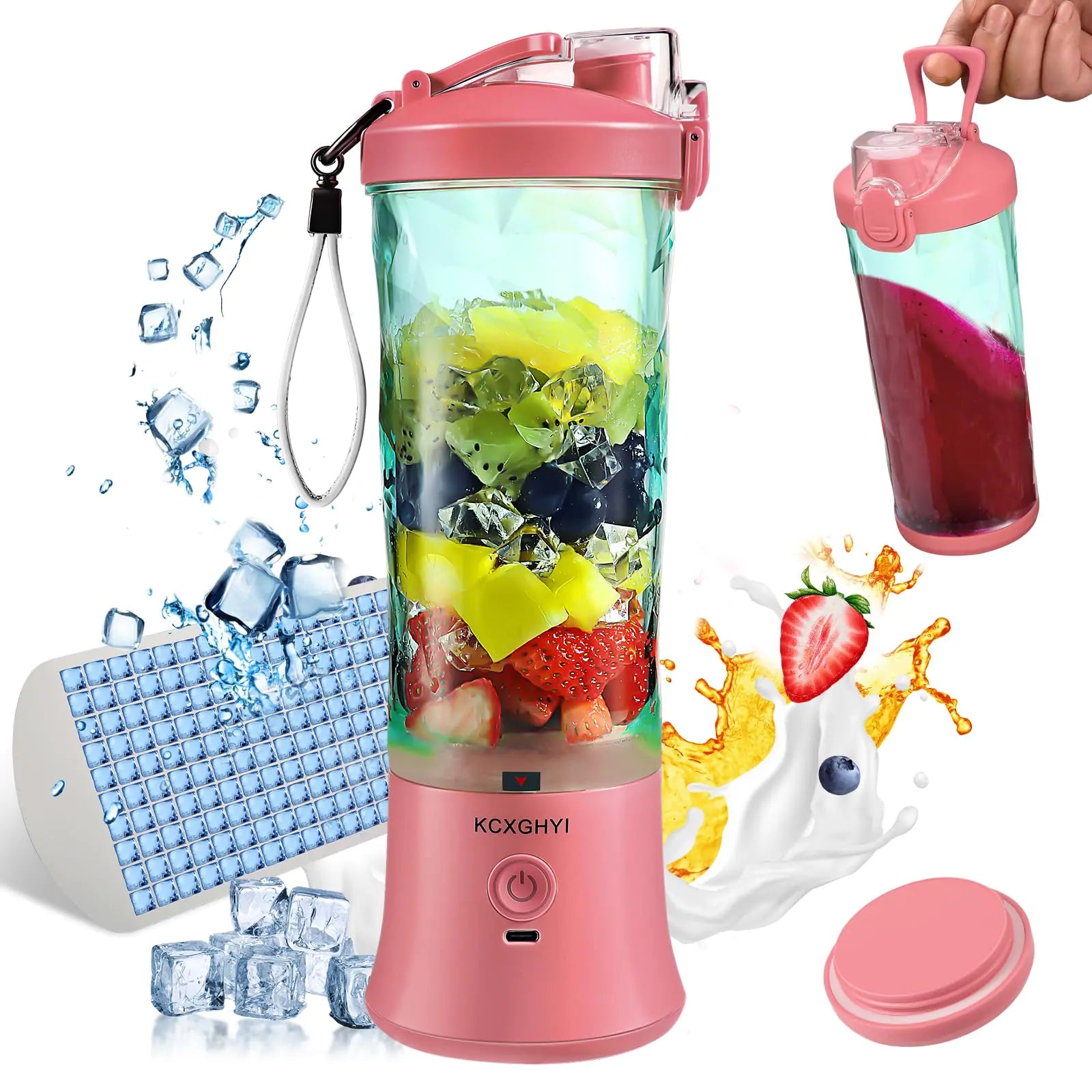 Portable Blender Personal Size Blender for Smoothies Freshly Squeezed Juices Milkshakes and Baby food Mini Blender 20 oz BPA Free Suitable for Outdoor Sports Family Travel. (pink)