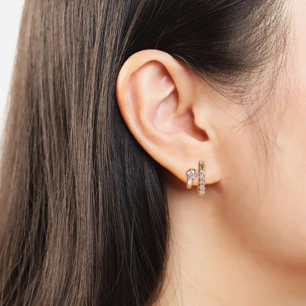 Stylish Ear Studs with 3A Zircon and Crystals