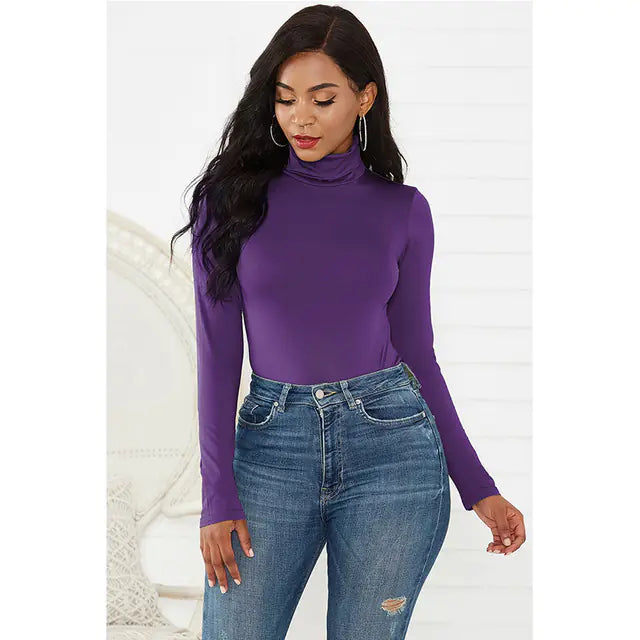 Women's Vintage High-Neck Long-Sleeve Bodysuit