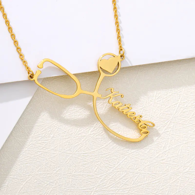 Custom Gold-Plated Stethoscope Pendant Necklace