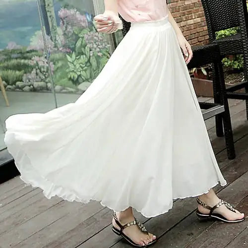 Spring Chiffon A-Line Pleated Half-Length Skirt